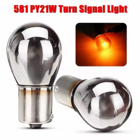 1Pcs Car Indicator Light Turn Signal Chrome Plated Amber Bulbs 581 BAU15S PY21W