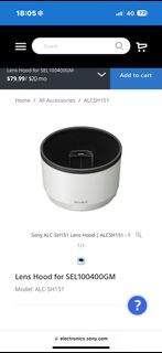 SONY ALC-SH151 相機遮光罩 日本購入 FE 100-400mm F4.5-5.6 GM／SEL100400GM 用