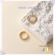 Nalala 925 Sterling Silver Diana Huggies Earrings - Gold/Silver