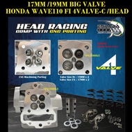 ESPADA WAVE 110FI 4VALVE HEAD 17/19MM CNC PORTING BIG VALVE 4VALVE CYLINDER HEAD
