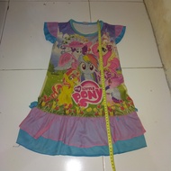 baju dress daster anak little pony kuda poni biru size 6 pb 60 ld 56