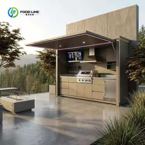 Multi Functional Outdoor Kitchen Stainless Steel Zero Formaldehyde BBQ Pod Shed Modular Patio Garden