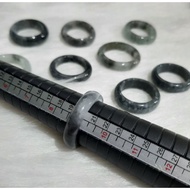 ♡KLF888♡ Natural Burmese Floating Wuji Grey/Black Jadeite Jade Bangle Ring