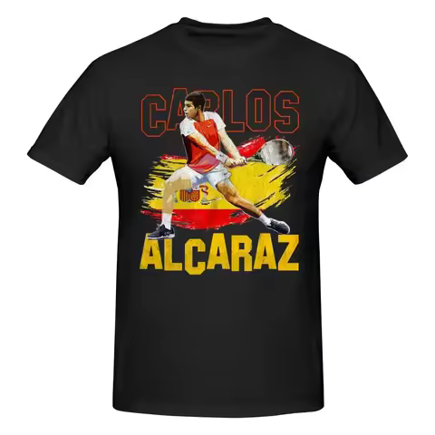 Short Sleeve Men T Shirt Carlos Alcaraz Flag Tennis T Shirt Cotton Crewneck oversized harajuku graph