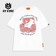 HY KORÉ SoFa Bear T-shirt 3080 Loose Form Localbrand Oversize Unisex 65% Cotton Fabric for Men and W