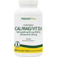 NaturesPlus Calcium/Magnesium/Vitamin D3 with Vitamin K2 - 60 Chewable Tablets - Supports Bone & Imm