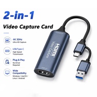 4K HDMI Video Capture Card HDMI to USB Type-C Capture Card 4K 30Hz for Live Streaming Gaming Camera 