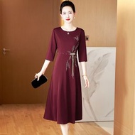 春秋季高檔氣質中老年結婚禮服媽媽裝時尚流蘇鑲鑽喜婆婆婚禮服裙