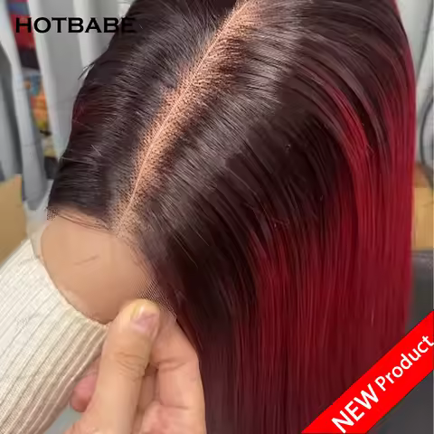 1B/99J Burgundy Color Glueless Wigs Human Hair Bob Straight 360/13×6/13×4 HD Transparent Lace Front 