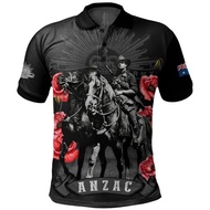 Men Anzac Day Poppy 3D Print Polo Shirt Australian Flag Memorial Short Sleeve Breathable Casual Top 