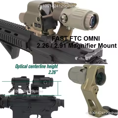 Tactical Mount FAST FTC OMNI Magnifier Riser 2.26 2.91 Scope Sight Folding Unity Fit E*tech G33 G43 