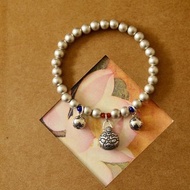 手工純銀吞金獸 南紅青金設計純銀珠珠手串