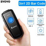 Eyoyo 1D ไร้สาย 2.4ก. เครื่องสแกนบาร์โค้ด 2D Barcode Scanner มิติผ่านบลูทูธพร้อมปุ่มปรับระดับเสียงและสวิทช์ไฟทางกายภาพสแกนเนอร์การพิมพ์รูปภาพด้วยรหัส QR สำหรับแท็บเล็ต iPhone iPad แอนดรอยด์ IOS POS iPhone