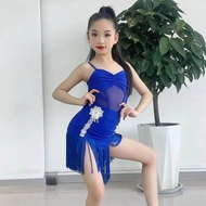 High-End Latin Dance Practice ชุดสําหรับสาวมืออาชีพเด็กเสื้อผ้าพู่กระโปรง Junior Latin Dance Wear