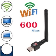 ใหม่ล่าสุด! ตัวรับสัญญาณไวไฟ USB 600Mbps แบบมีเสาอากาศ ตัวรับ WIFI สำหรับคอมพิวเตอร์ โน้ตบุ๊ค แล็ปท็อป รับไวไฟ เสาไวไฟความเร็วสูง ขนาดเล็กกระทัดรัด Mini USB 2.0 Wireless Wifi Adapter 802.11N 600Mbps