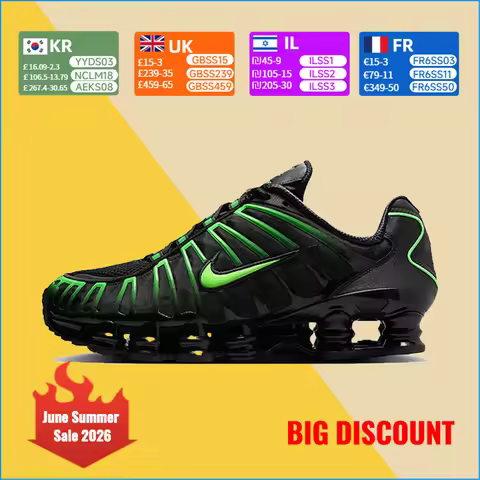 Nike Shox TL Low Unisex Lifestyle Shoes - Retro-Futuristic Style TPU Cage Stability Green Accents Sn