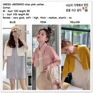 AB250920 Casual Mini Dress Wanita Korea Import Pink Biru Yellow Putih