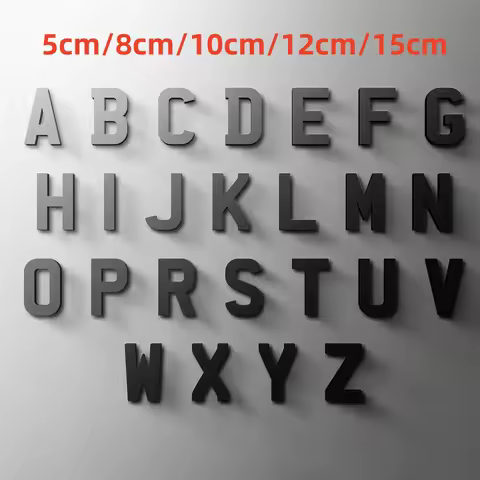 Personalized Room Decor 26 3D English Letters Plate Wall Sticker Black Acrylic Alphabet House Number