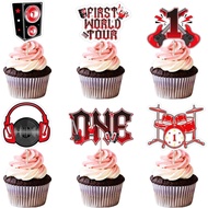 One Rocks 1st Birthday Decorations 36pcs First World Tour Cupcake Toppers Red Black Rock And Roll Bo