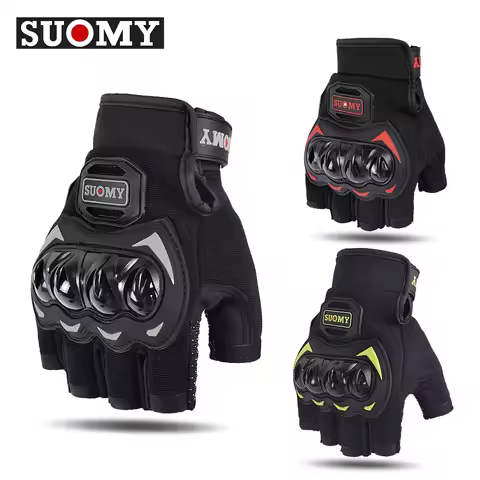 SUOMY Summer Half Finger Motorcycle Gloves Shockproof Non-slip Motocross Racing Fingerless Gloves Mo