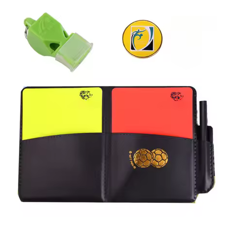 Referee Whistle Soccer Football Red Yellow Cards with Pen Professional Referee Notebook Warning Card
