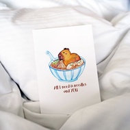 【水豚寶寶香港美食 - 雲吞麵】卡皮巴拉 水彩 插畫 明信片