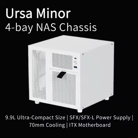 Ursa Minor 4-bay NAS Chassis SFX Power Supply ITX Motherboard,9.9L Ultra-compact Size, 70mm Heat Sin