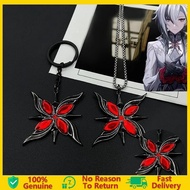 arlecchino fatui harbinger necklace – genshin impact gothic red rose keychain – official gamecosplay