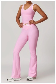 Bộ Đồ Tập Yoga Giảm Béo Dành Cho Nữ Bộ Đồ Chạy Bộ Cổ Chữ V Có Đáy Chuông Chéo Bộ Đồ Thể Thao Pilates