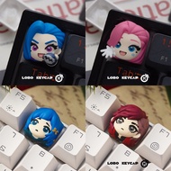 LOL Jinx Keycap Cute Cartoon 3D Creative Cute MX Switch Mechanical Keyboard DIY Resin Keycaps Yuumi 