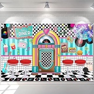 50s Retro Diner Party Backdrop 50s Retro Rock and Roll Diner Classic Party Decoration Banner 1950s S
