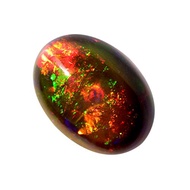 ABC Jewelry Mart Natural Black Opal Cabochon, Red Green Flashy Fire Opal, Ethiopian Welo Opal, Size 