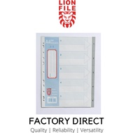 LIONFILE A4 5 tab Index Dividers 0.13mm PP Numbered 1set/Pack