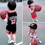 SK.Y7 2PCS/Set Unisex Children BULLS Letters Printing Sports Basketball Suit
