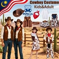 Adult Cowboy Cowgirl Westworld Costume Set Western Vest Hat Vest Prop Scarf Wild West Rodeo Party Vi