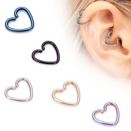 5Pcs / Lot Heart Hoop Cartilage Helix Earring Chic Steel Heart Ring Piercing Hoop Earring Helix Cart