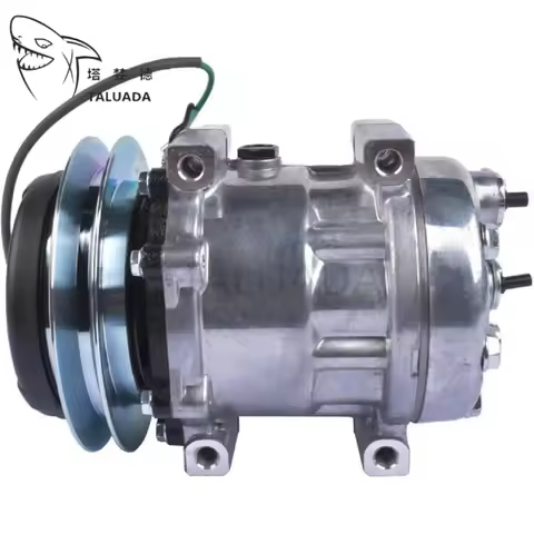 Durable SD7H13 24V A/C Compressor KHR3241 Double Line for SK200LC CX130B Excavator Engine Air Condit