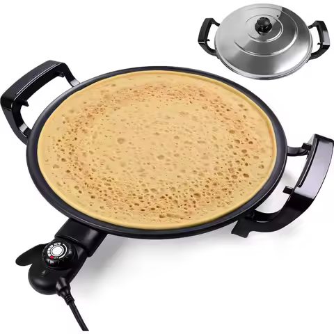 18.5 Electric Injera Maker Mitad for Ethiopian Injera Pancake Teff Maker Electric Griddle with Lid N