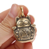 Foritudes พวงกุญแจแมวกวักนำโชคทองแดงแท้เครื่องประดับ DIY จี้พวงกุญแจอุปกรณ์เสริมแบบแขวน