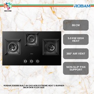 Robam ZG830B Built-In Gas Hob Extreme Heat 3 Burner (86cm/5kW) Flexi Size