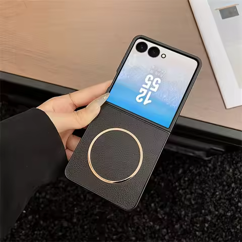 Z Flip 7 FE Case for Magsafe Luxury Leather Matte Soft Phone Case for Samsung Galaxy Z Flip 7 6 5 Ma