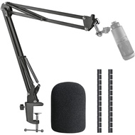 AT2020 Mic Boom Arm Stand with Pop Filter, Compatible with Audio-Technica AT2020, Audio-Technica AT2020V USB Microphone with Cable Sleeve by  Wanjason