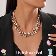 LIGHTHEARTED Colorful Necklace, Irregular Elegant Beaded Necklace, Fashion Exaggerate Double-layer J