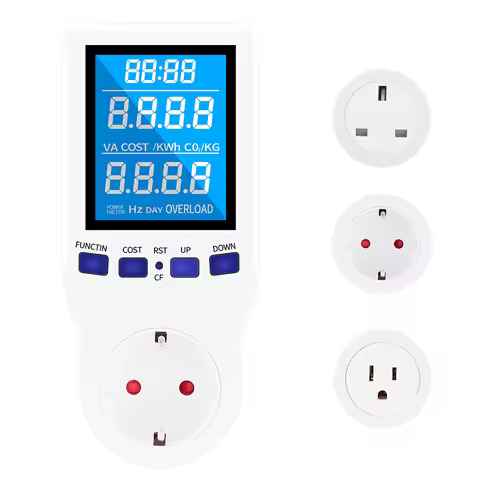 Digital Power Meter Wattmeter 220V AC EU LCD Socket Kilowatt Wattage Electricity Meter US UK Plug Co