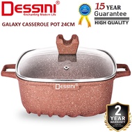 DESSINI ITALY 24CM Casserole Die Cast Aluminium Non Stick Pot Bowl Pan Cookware Tool with Cover Peri