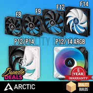 ARCTIC F8/P8/F9/P12/F14/P14 PWM Slim MAX PST ARGB Fans 80mm 92mm 120mm 140mm Fan Slim RGB White Blac