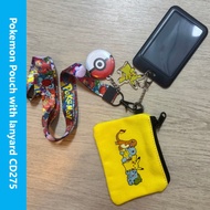 Pokemon coin purse pouch with card holder and lanyard