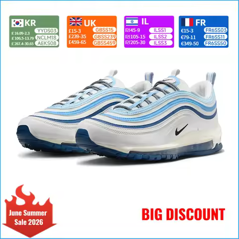 Nike Air Max 97 Men's Low-Top Running Shoes Lightweight, Comfortable, Cushioned, Durable Blue/White 
