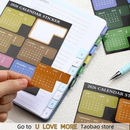 2026 Calendar Index Sticker Planner Schedule Agenda Bookmark