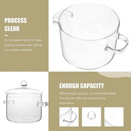 【JJL】-Glass Saucepan with CoverStovetop Cooking Pot with Lid and Handle Simmer Pot Clear Soup Pot Hi